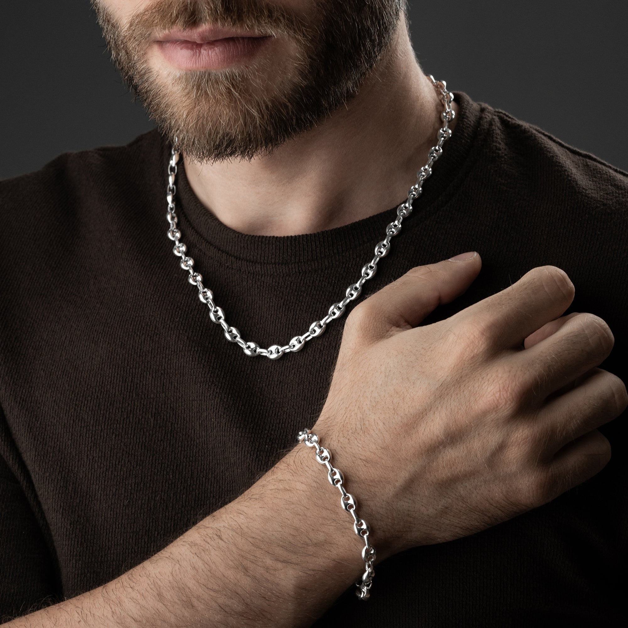 BOHNEN HALSKETTE SET | 925 SILBER