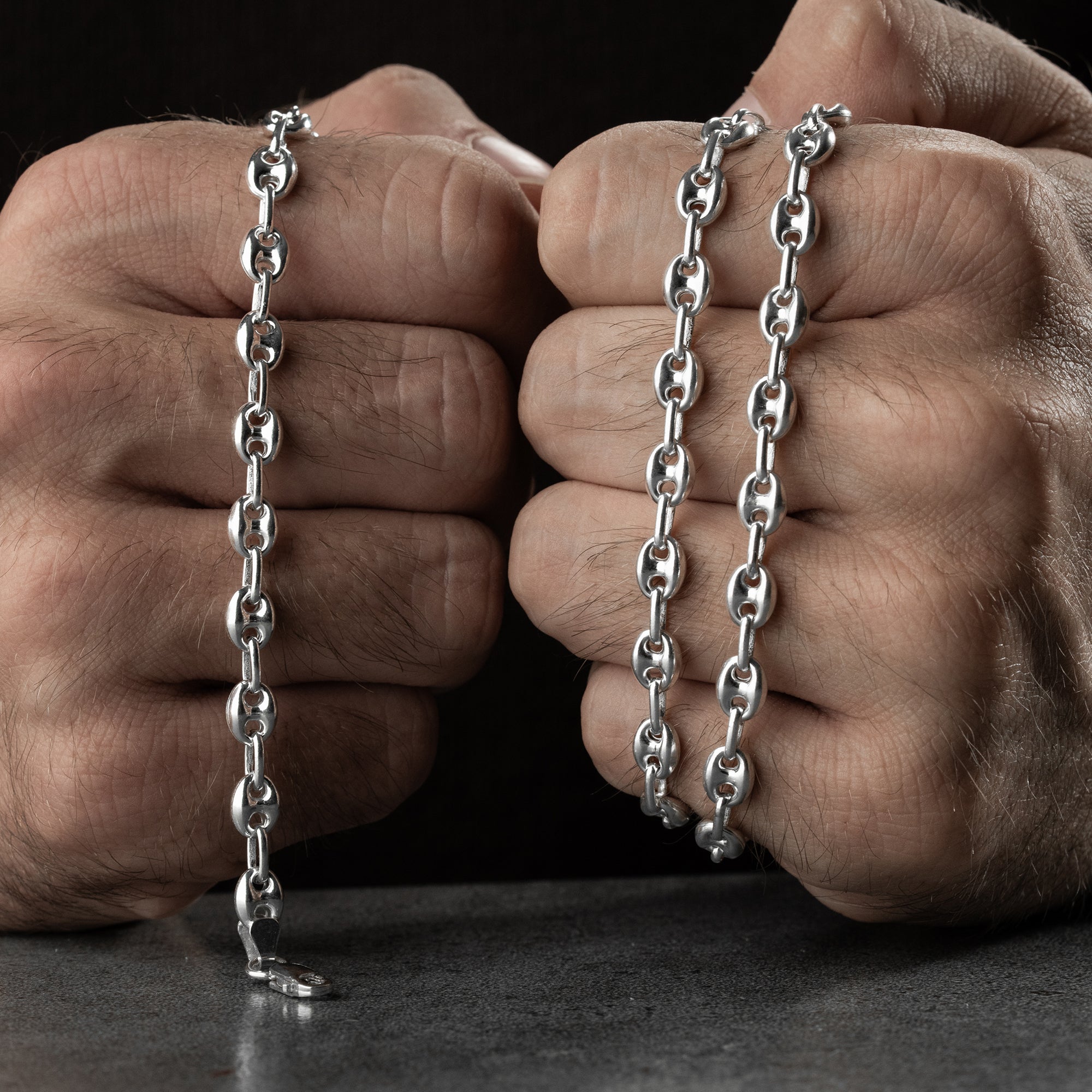 BOHNEN THIN HALSKETTE SET | 925 SILBER