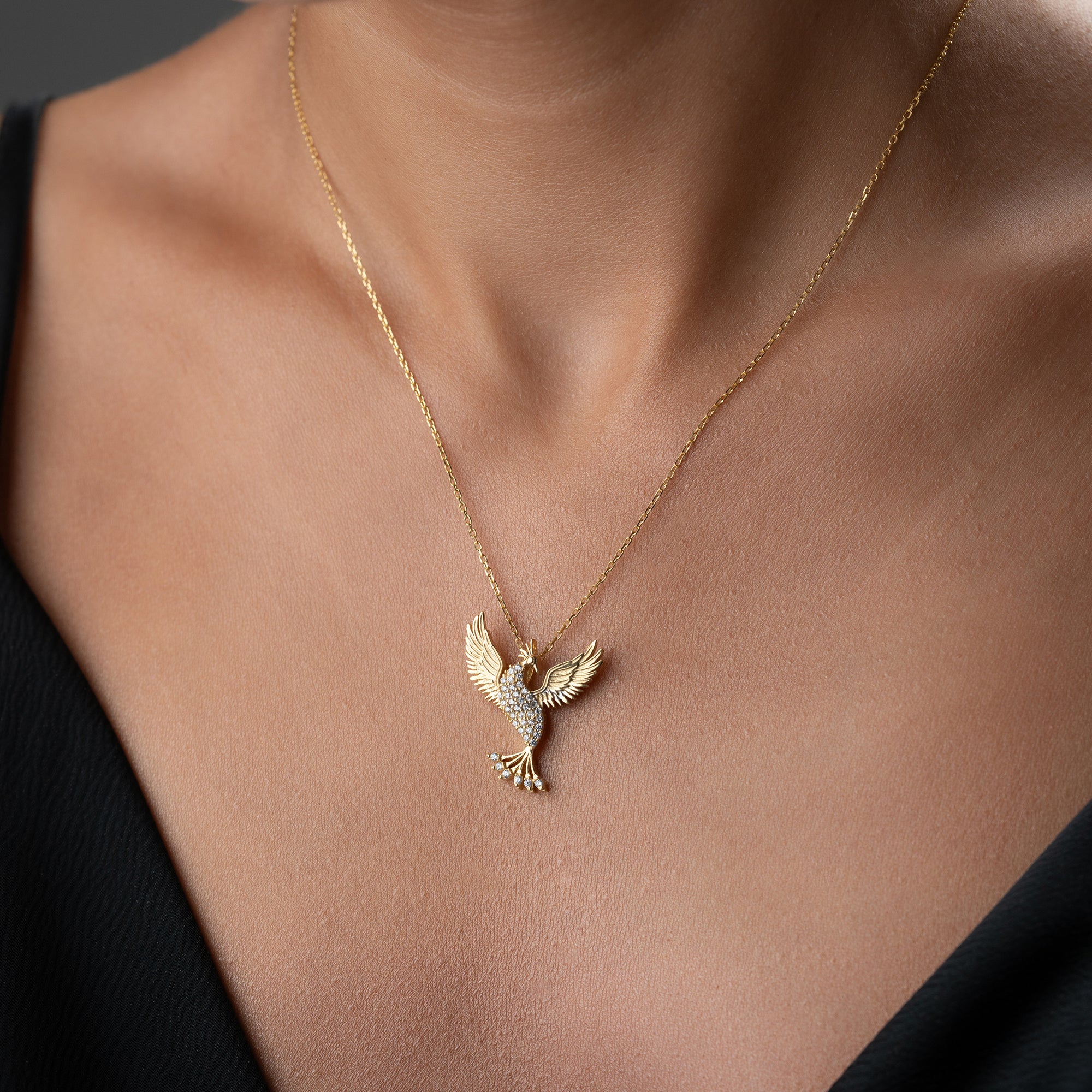 DIAMANT PHÖNIX HALSKETTE| 925 SILBER