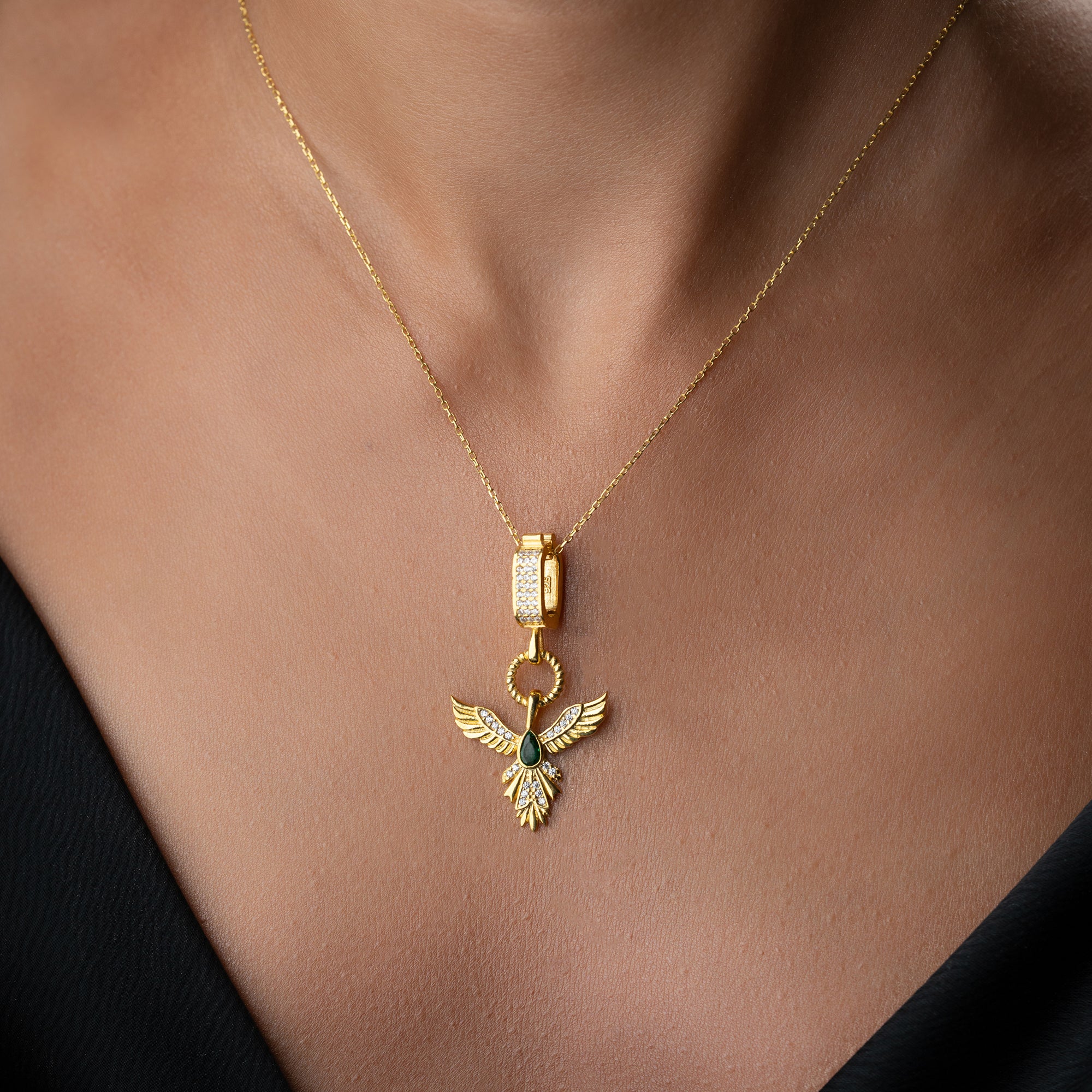 SAMARAGD PHÖNIX HALSKETTE| 925 SILBER