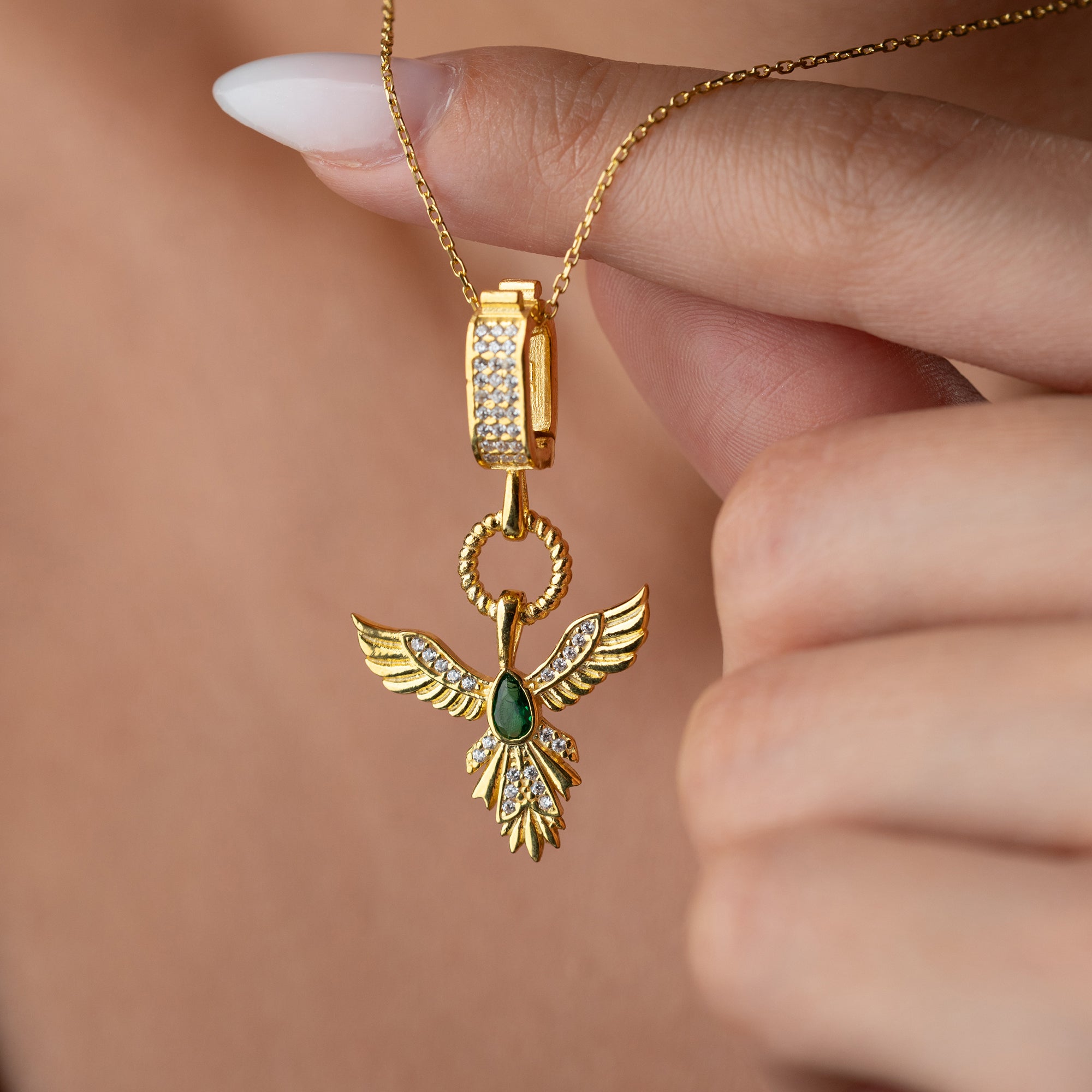 SAMARAGD PHÖNIX HALSKETTE| 925 SILBER