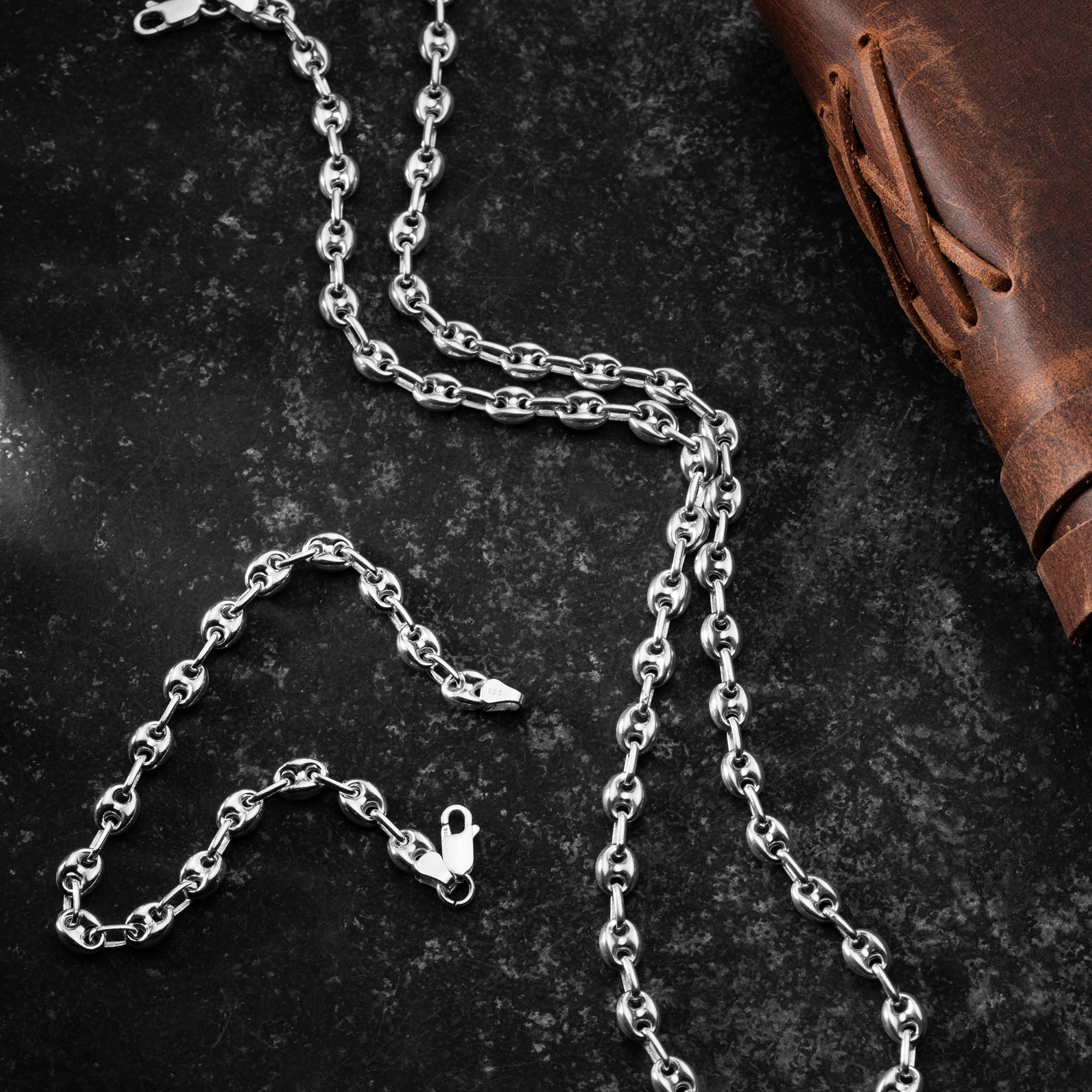 BOHNEN THIN HALSKETTE SET | 925 SILBER