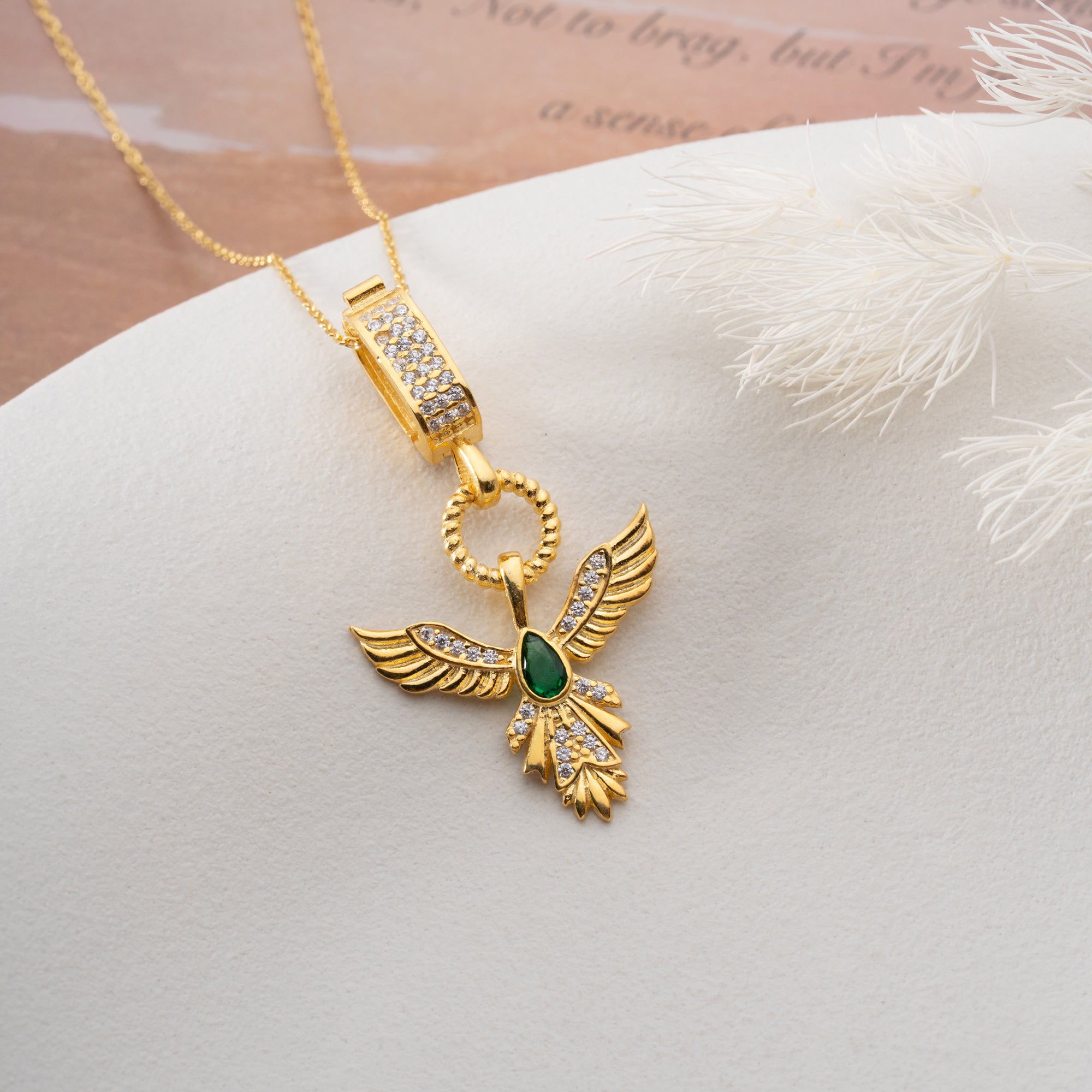 SAMARAGD PHÖNIX HALSKETTE| 925 SILBER