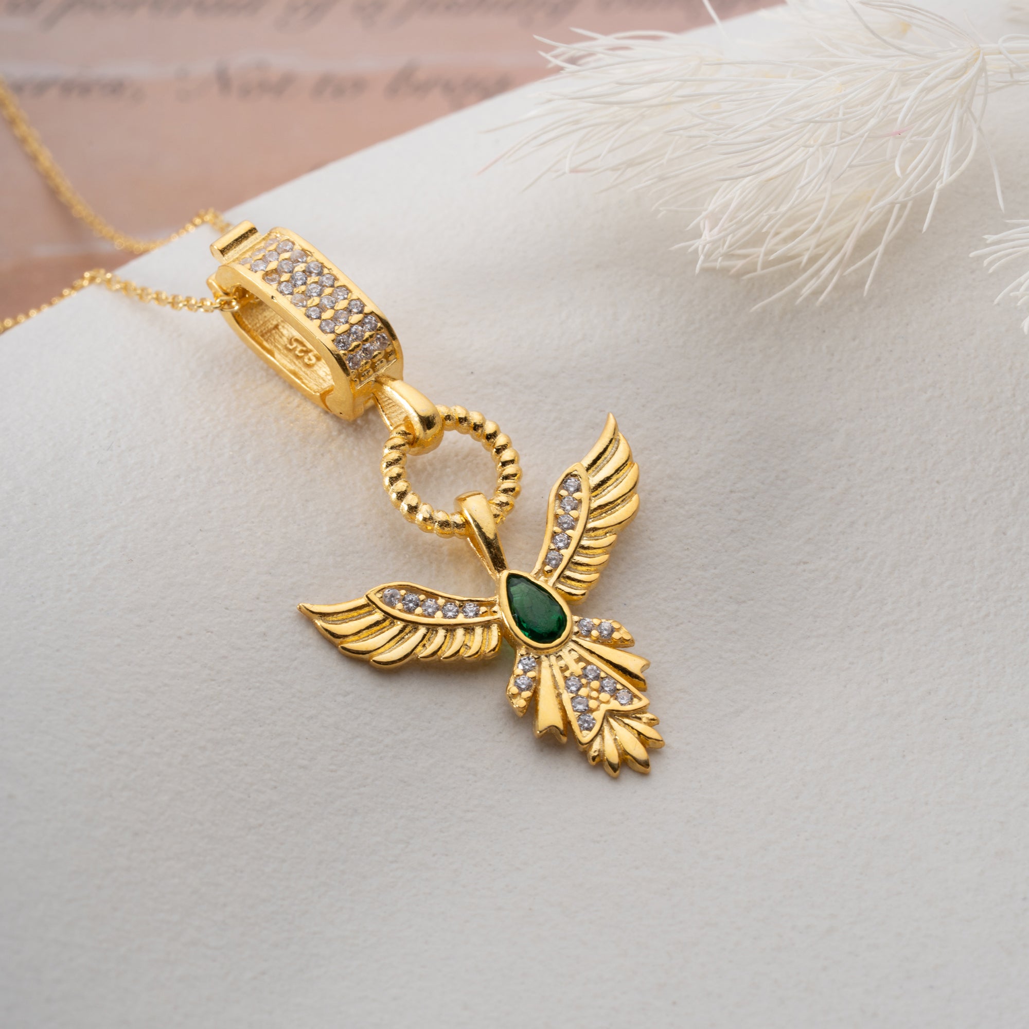 SAMARAGD PHÖNIX HALSKETTE| 925 SILBER