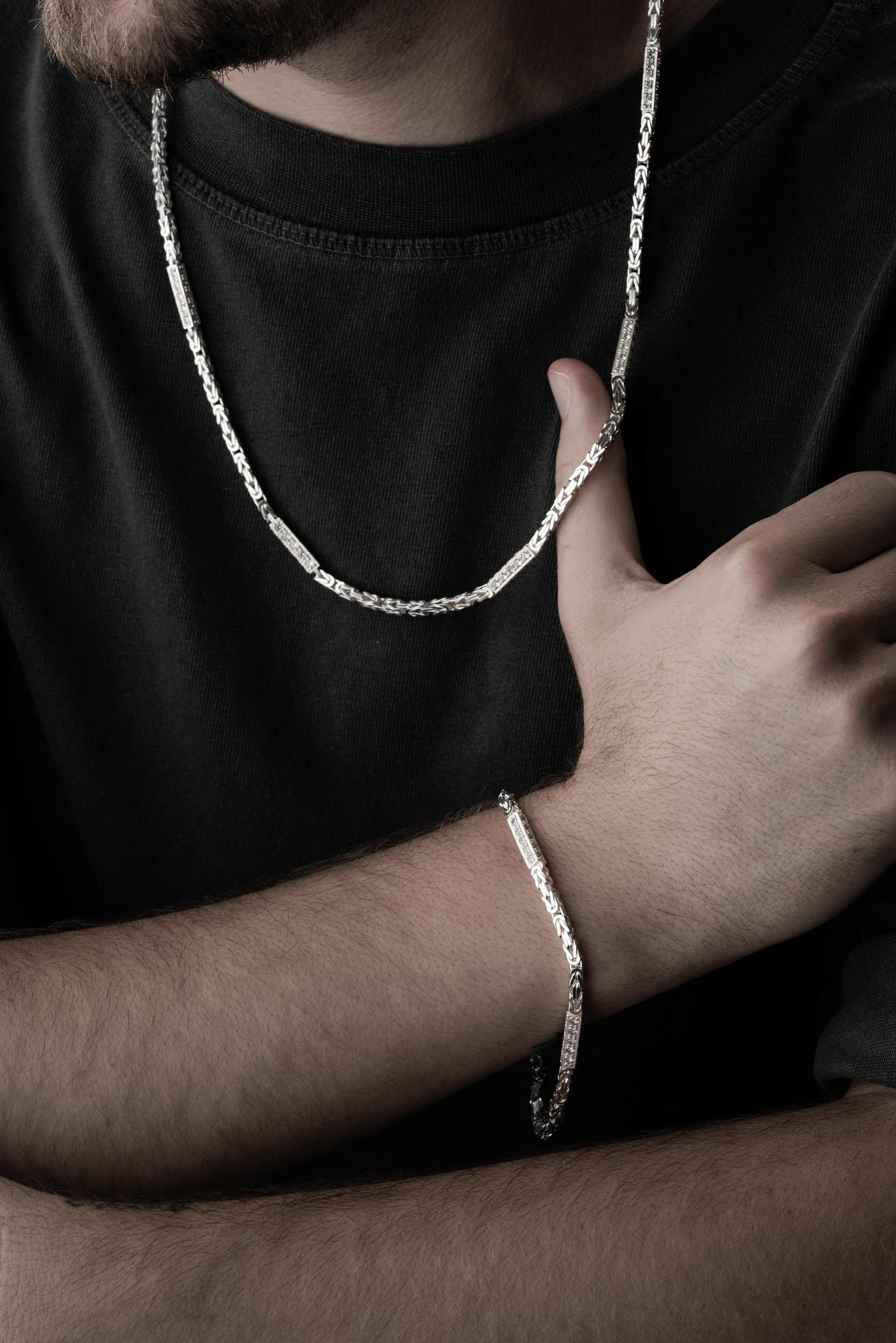 KÖNIGSKETTE ICED OUT SET 3 MM | 925 SILBER