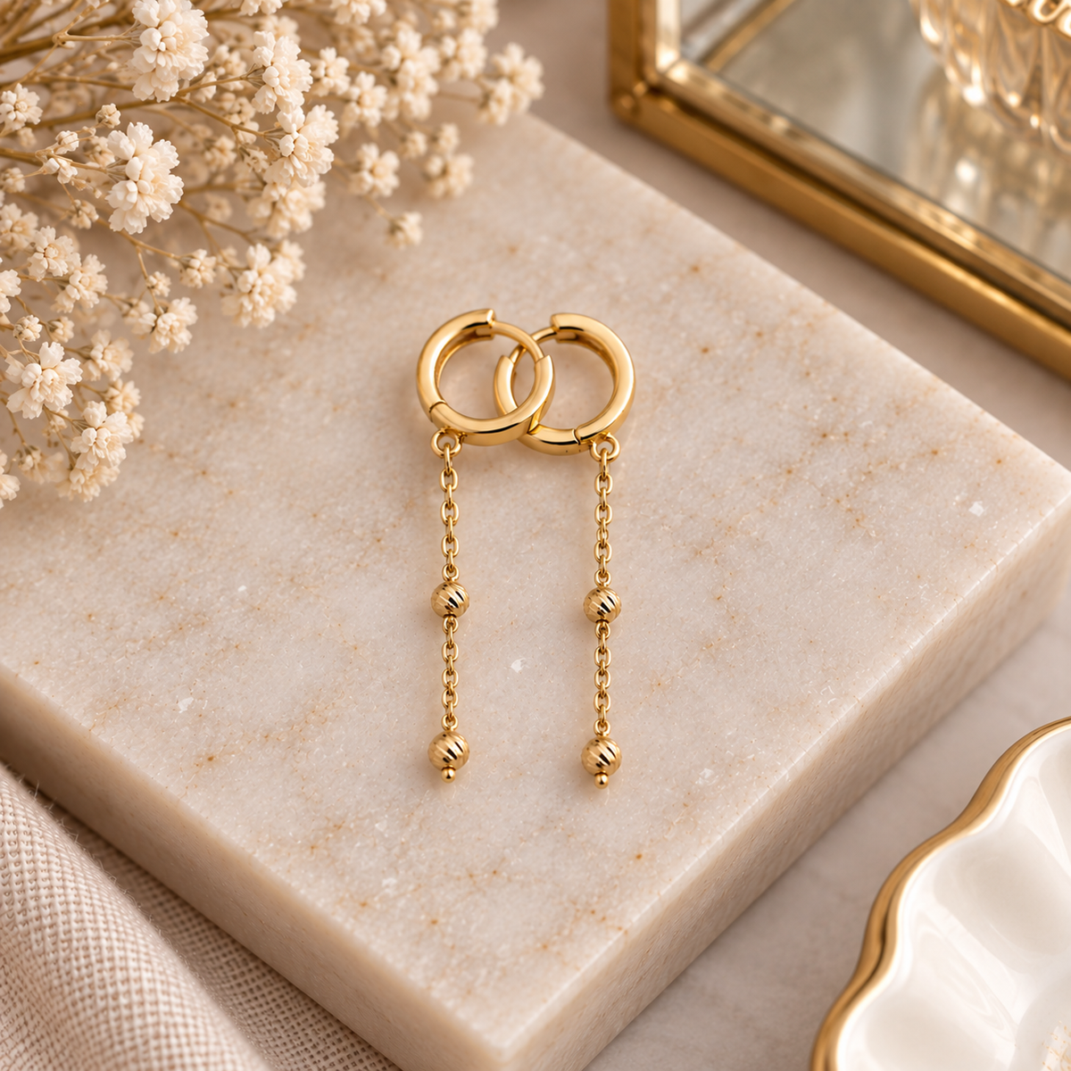 DORIKA HÄNGEND OHRRINGE | 22K GOLD