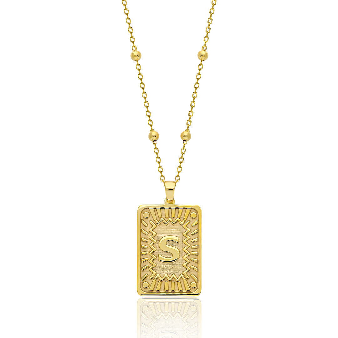 Ball Chain Letter Necklace - 925 Silver