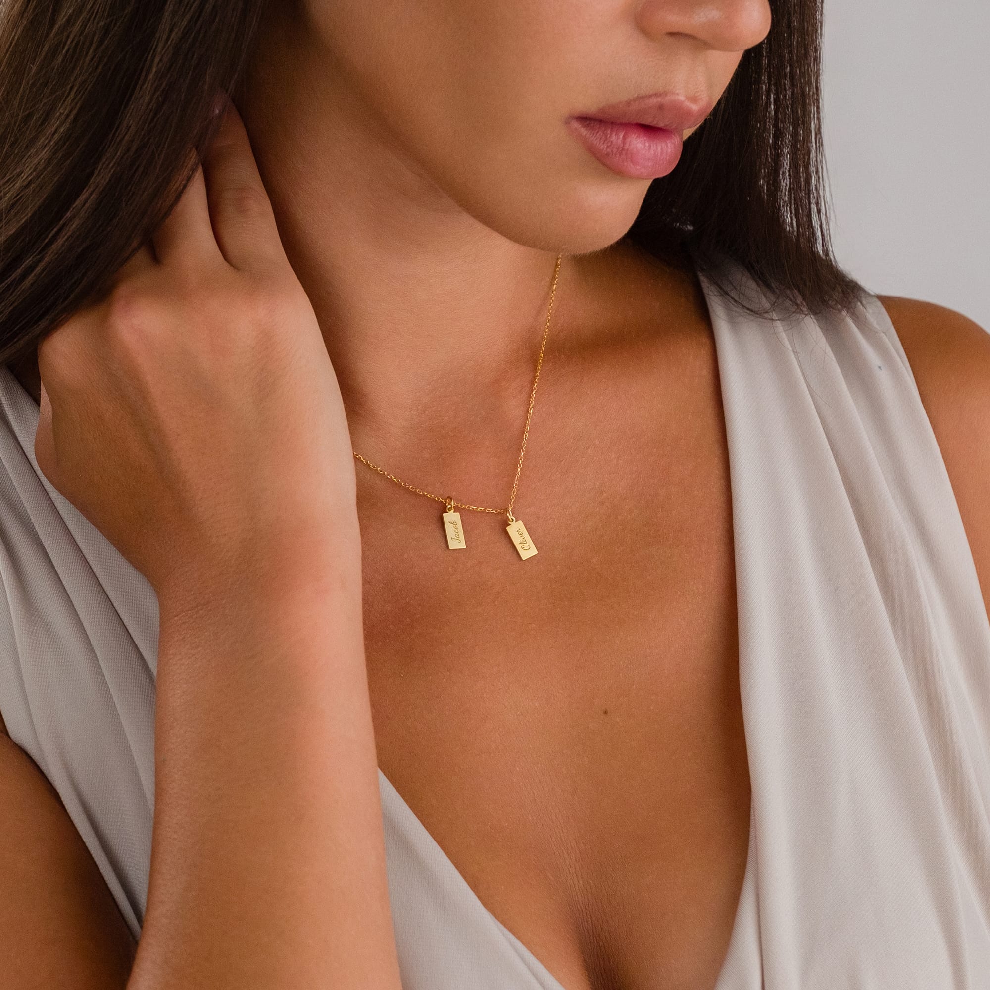 Named Rectangular Plate Necklace - 925 Silver