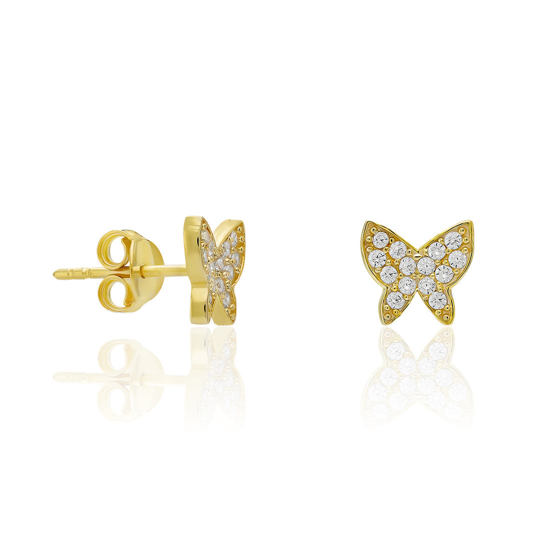 Minimalist Stone Butterfly Earrings - 925 SILVER