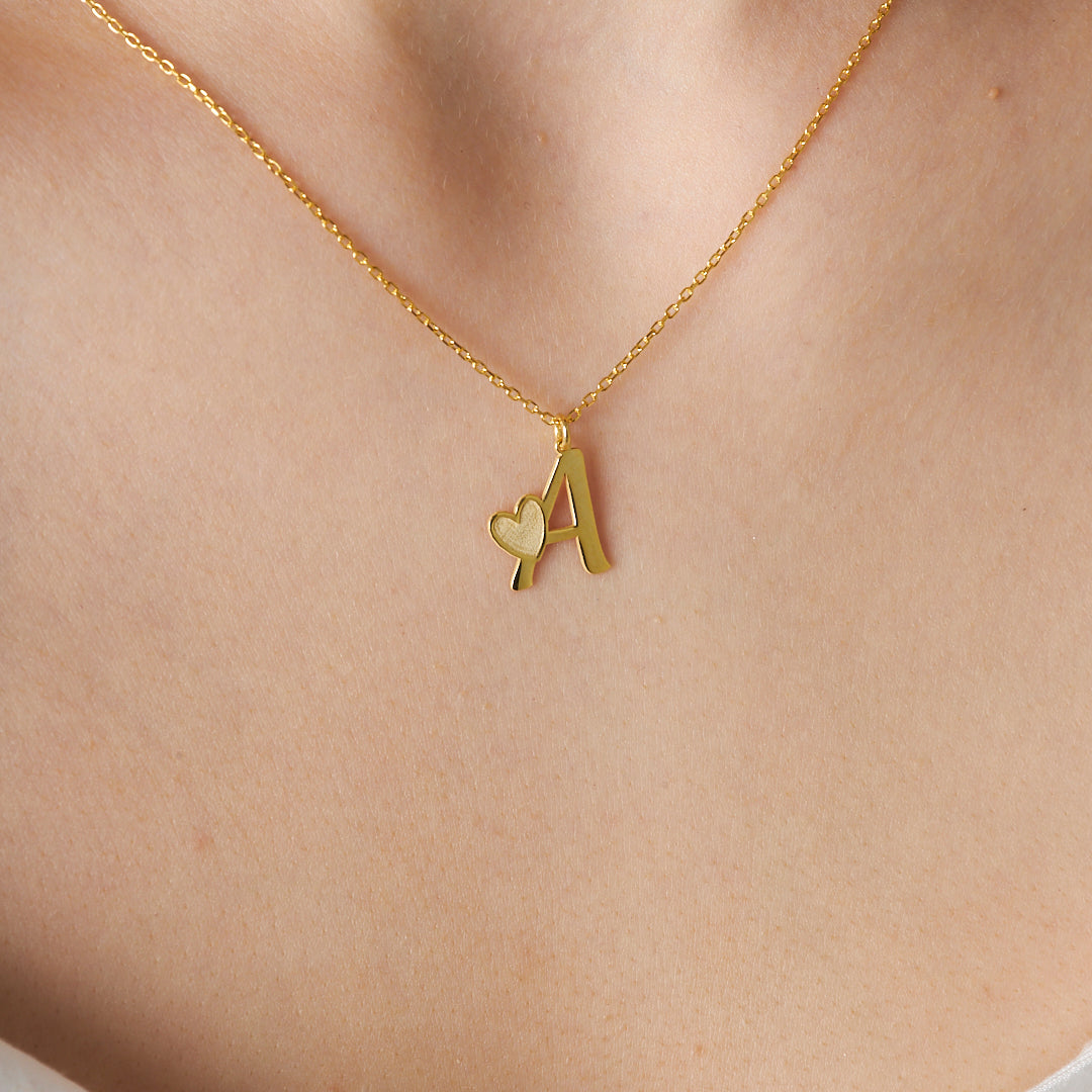 Name Necklace - Heart Letter Combination Necklace - 925 SILVER
