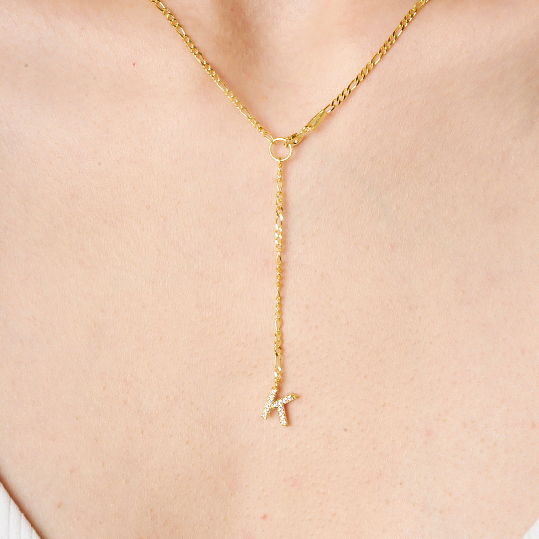 Y Shaped Stone Letter Necklace - 925 SILVER