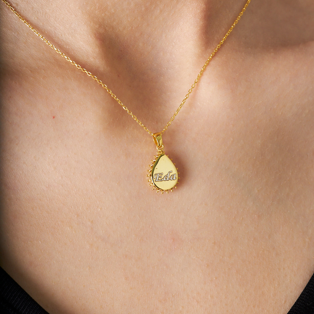 Water Drop Model Name Necklace - 925 SILVER
