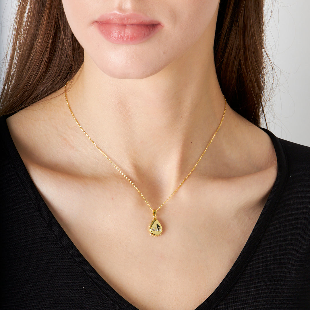 Water Drop Model Name Necklace - 925 SILVER