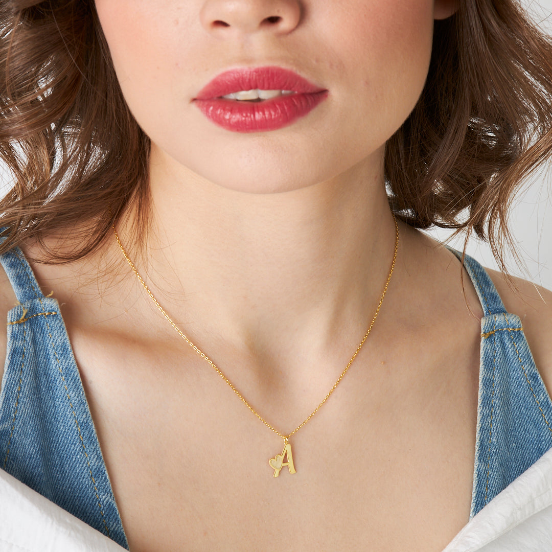 Name Necklace - Heart Letter Combination Necklace - 925 SILVER