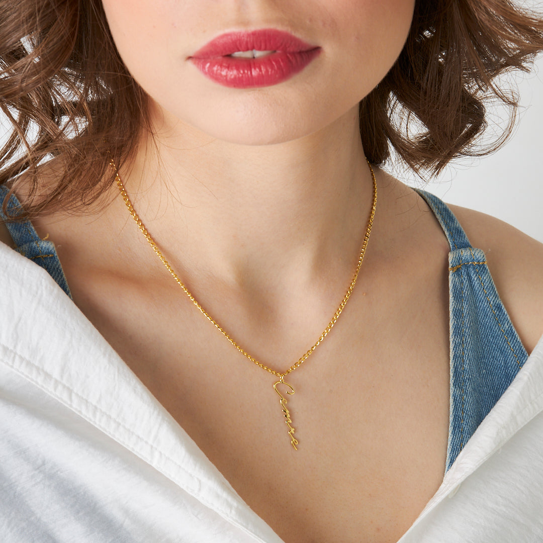 Thick Chain Horizontal Name Necklace - 925 SILVER