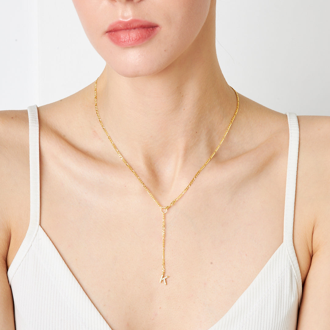 Y Shaped Stone Letter Necklace - 925 SILVER