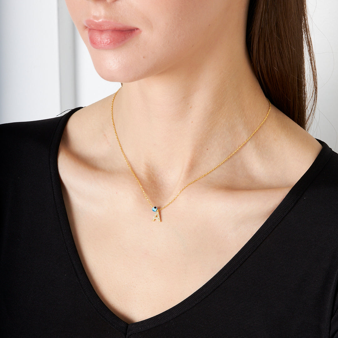 Evil Eye Stone Necklace - 925 Silver