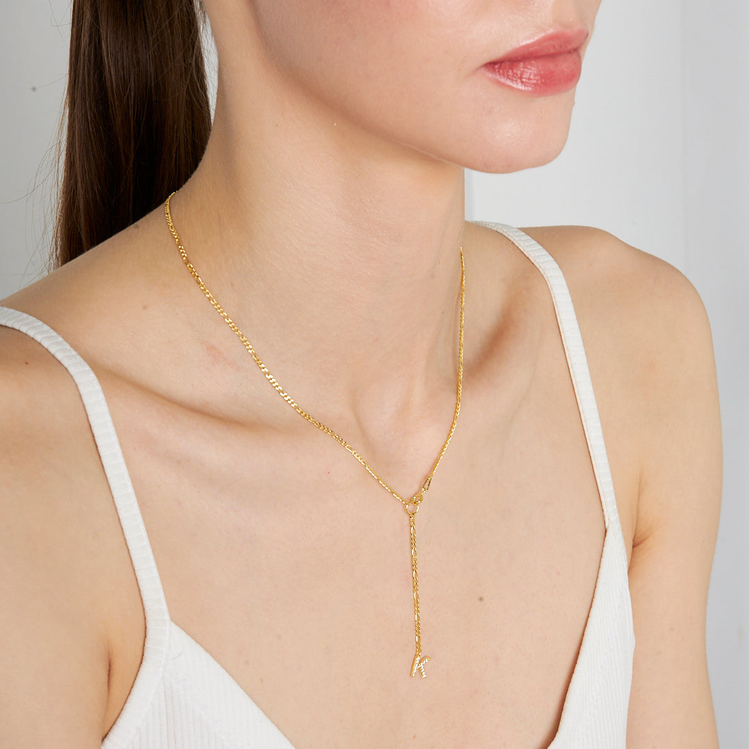 Y Shaped Stone Letter Necklace - 925 SILVER