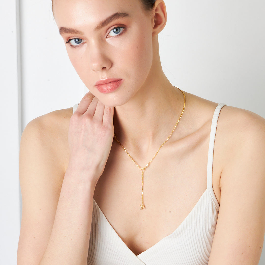 Y Shaped Stone Letter Necklace - 925 SILVER