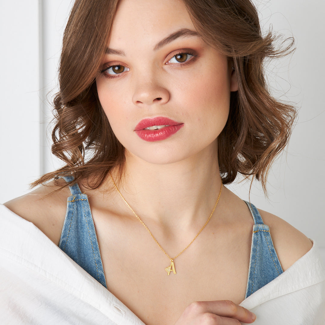 Name Necklace - Heart Letter Combination Necklace - 925 SILVER