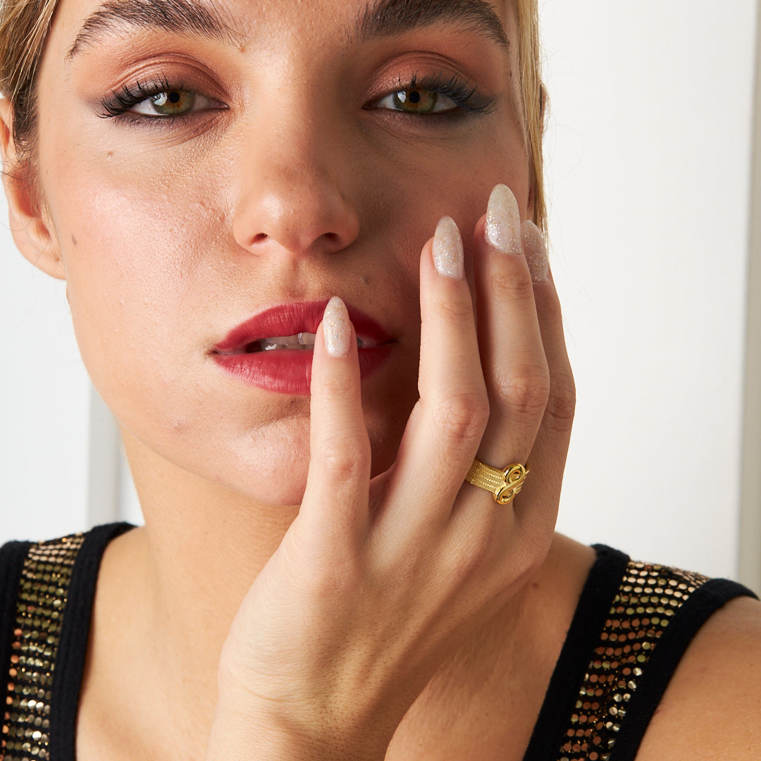 Infinity Detailed Wicker Ring - 925 SILVER