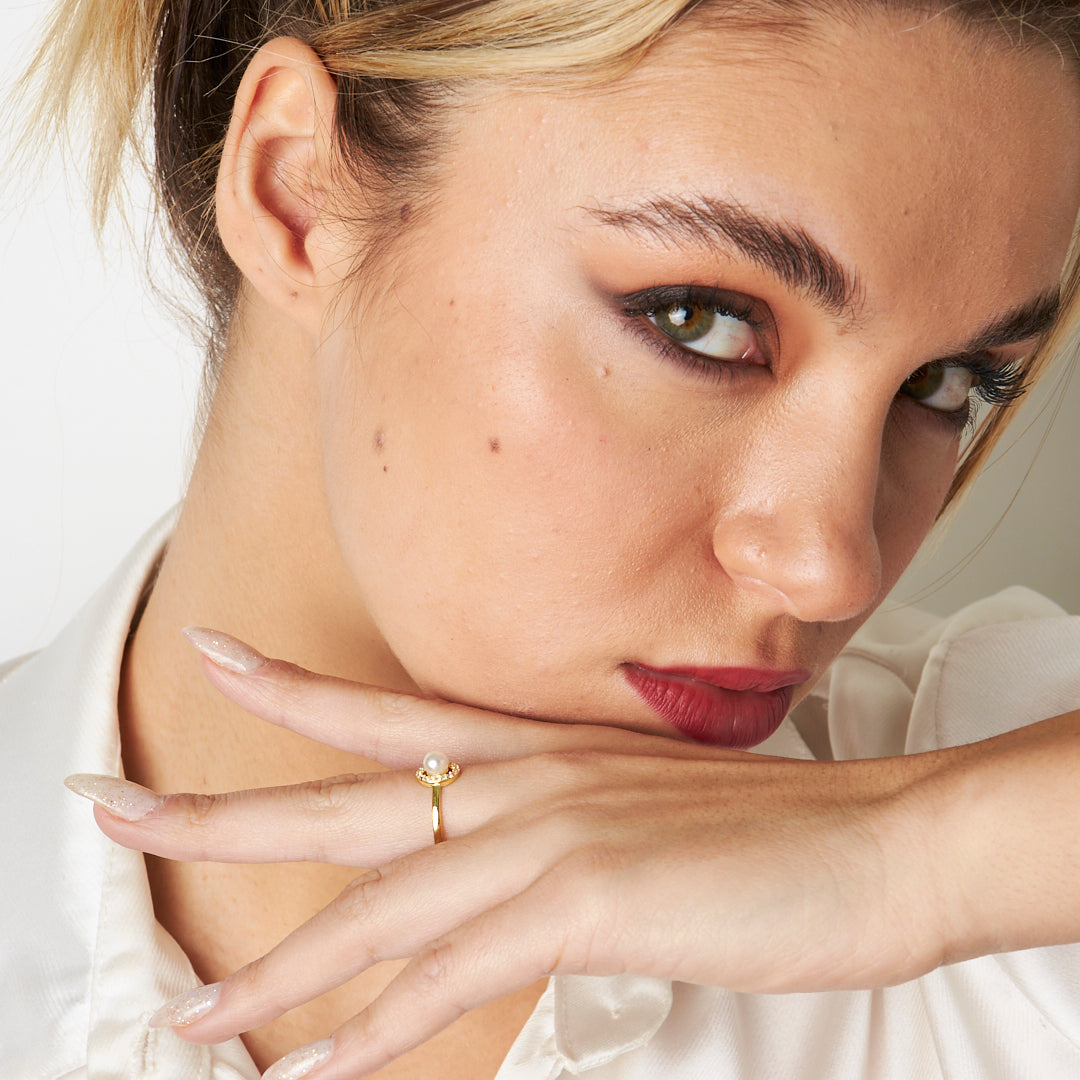 GROSSE PERLEN RING | 925 SILBER