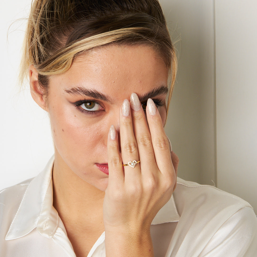 Heart Pearl Ring - 925 SILVER