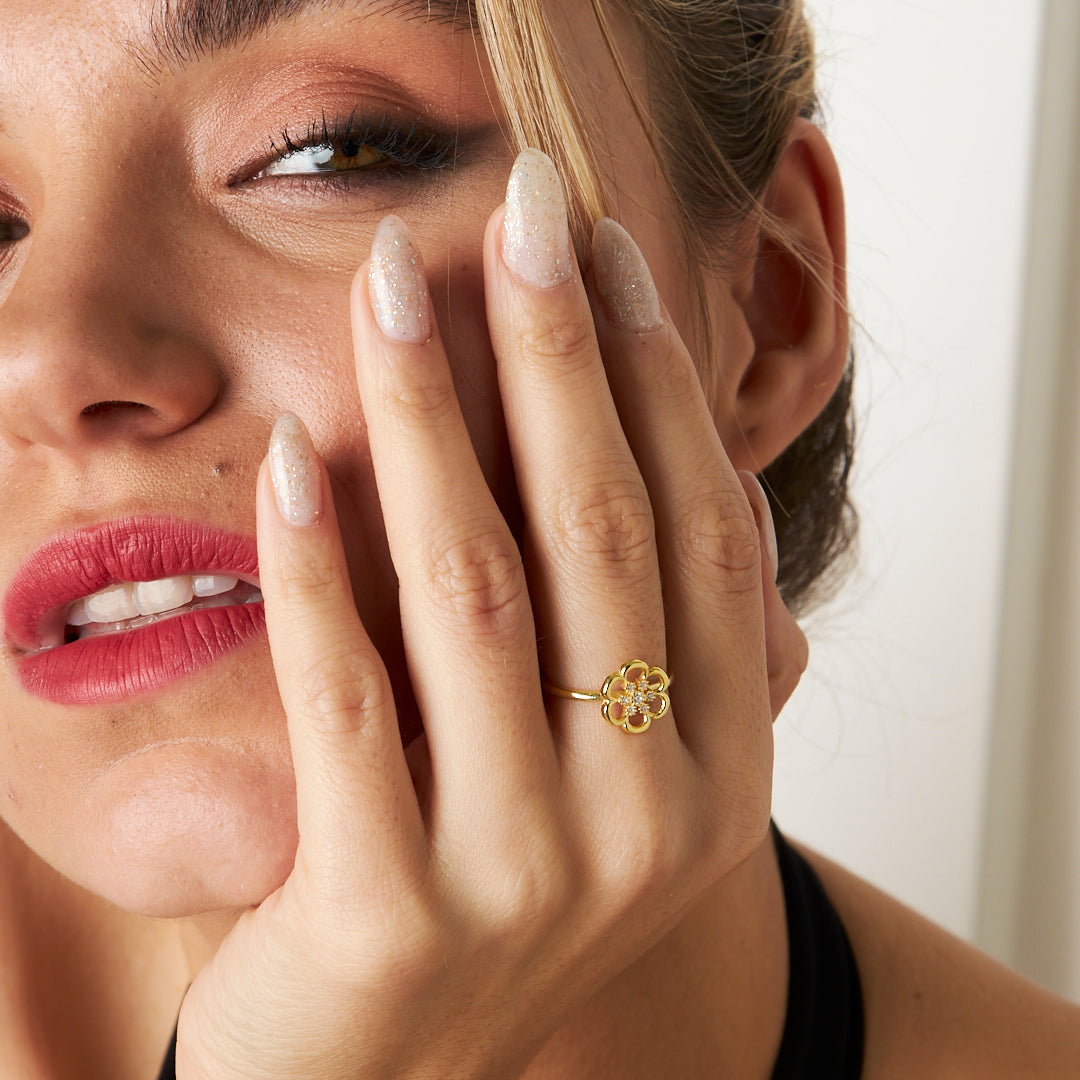 Stone Flower Ring - 925 SILVER