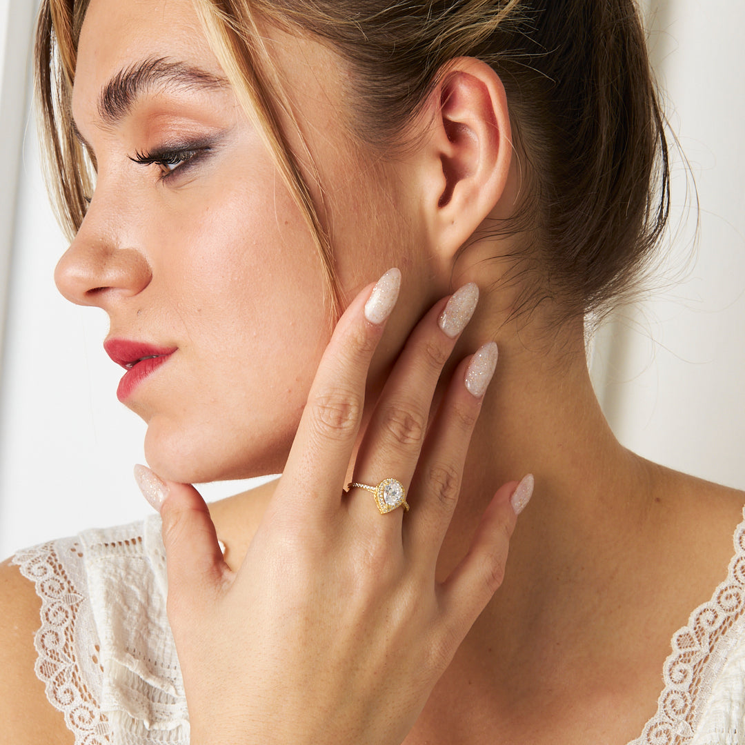 BAGUETTE TROPFEN RING | 925 SILBER