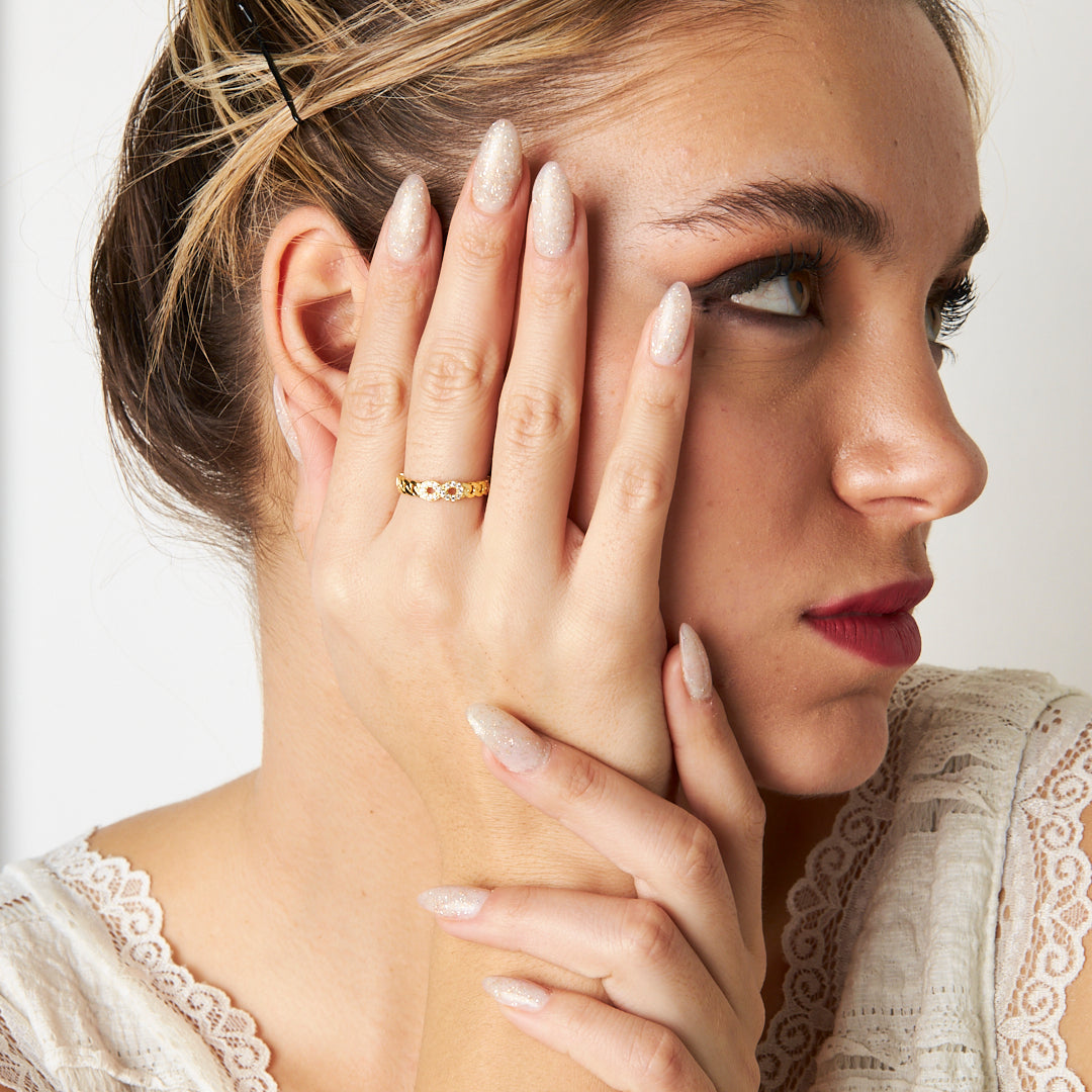 Stone Infinity Twist Ring - 925 SILVER