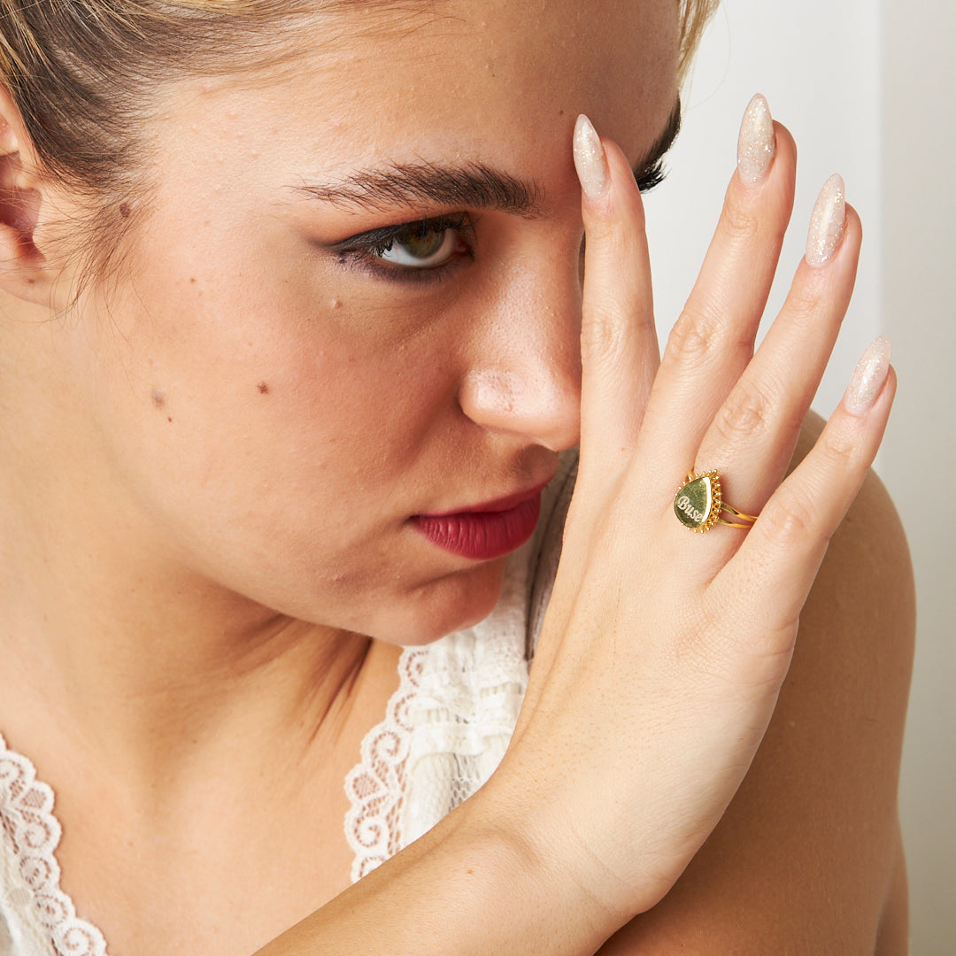 TROPFEN GRAVUR RING | 925 SILBER