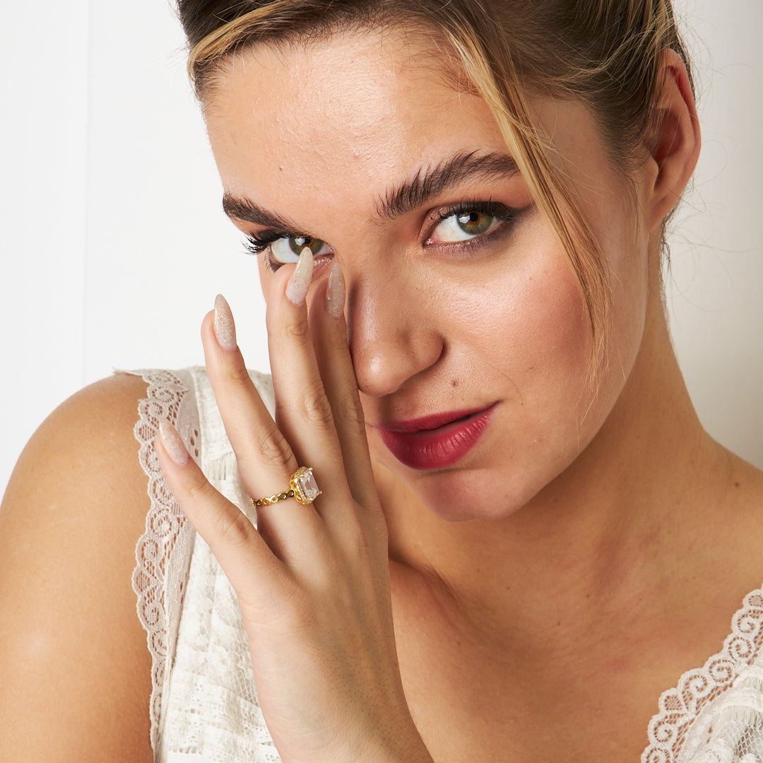 Square Baguette Stone Ring - 925 Silver