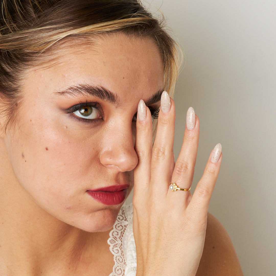 PERLEN BLUMEN RING | 925 SILBER