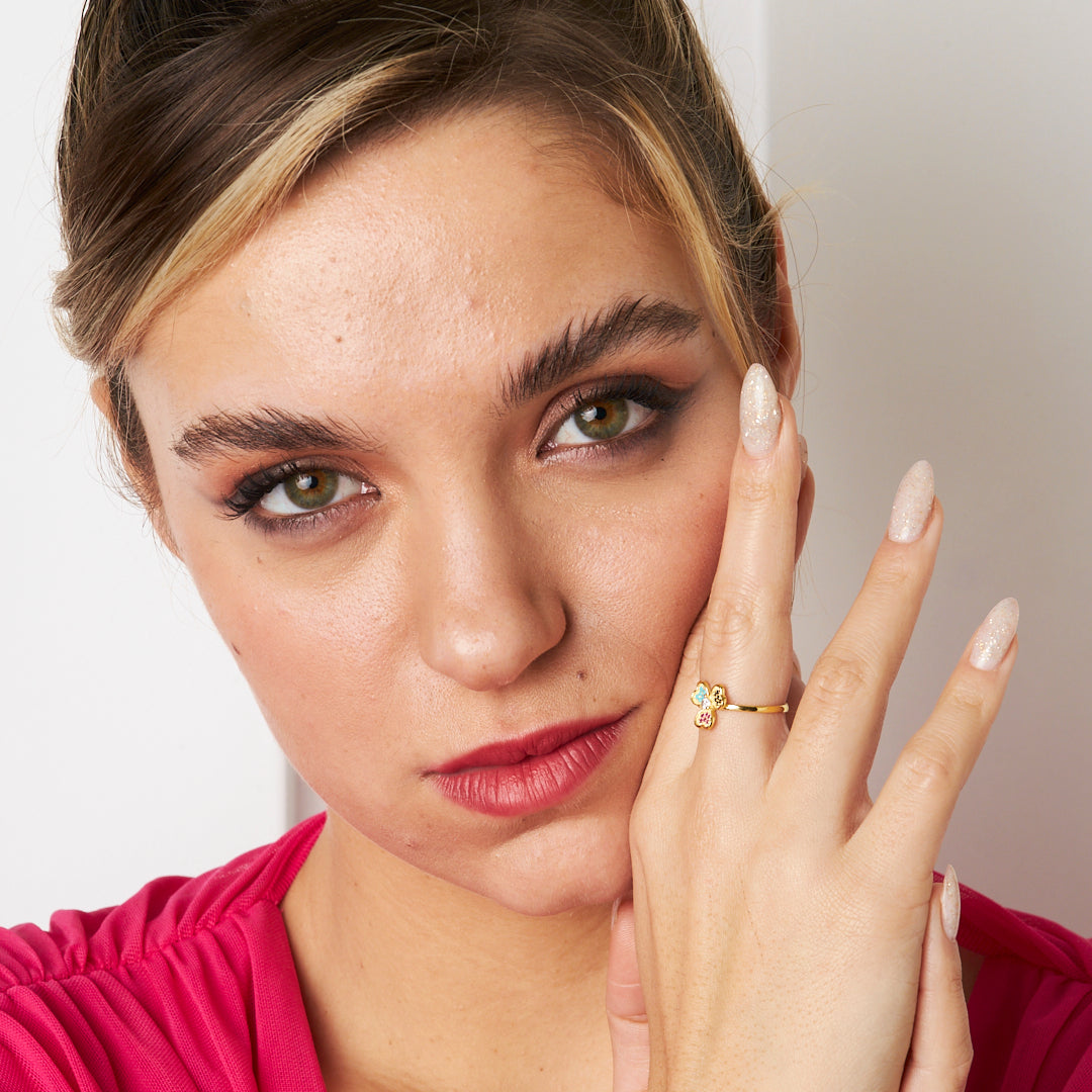 BUNTE KLEE RING | 925 SILBER