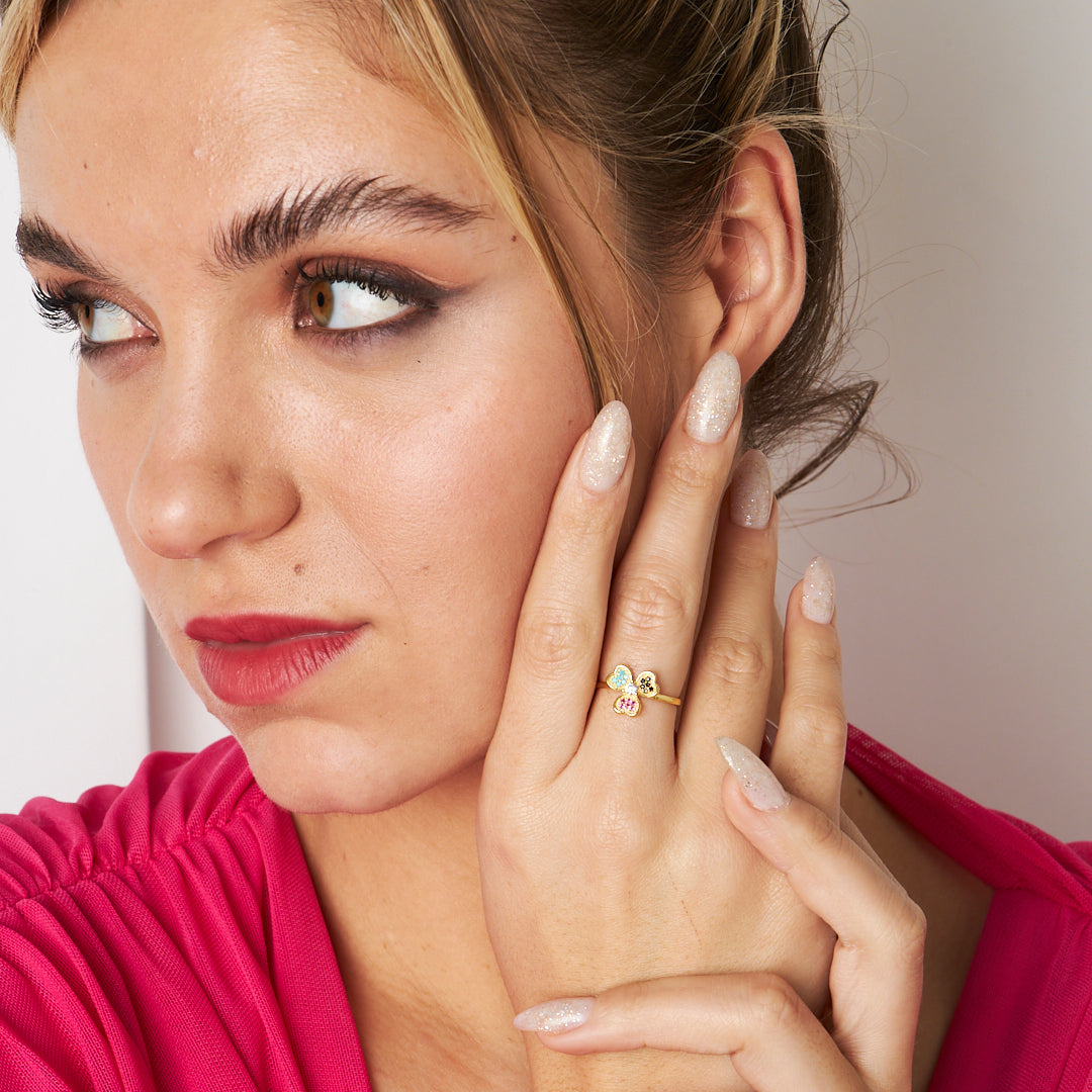 BUNTE KLEE RING | 925 SILBER