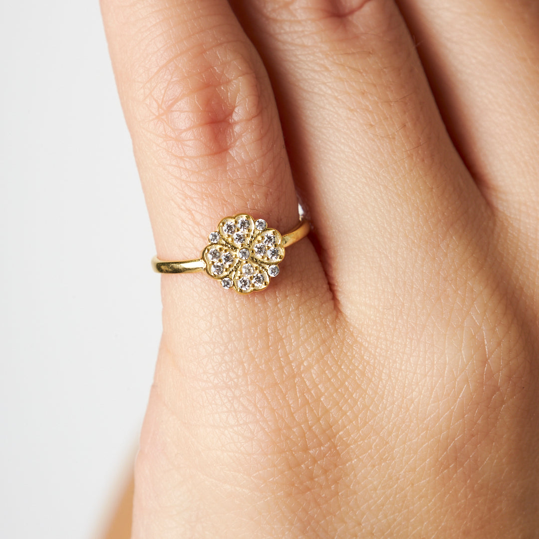 Heart Flower Model Ring - 925 SILVER