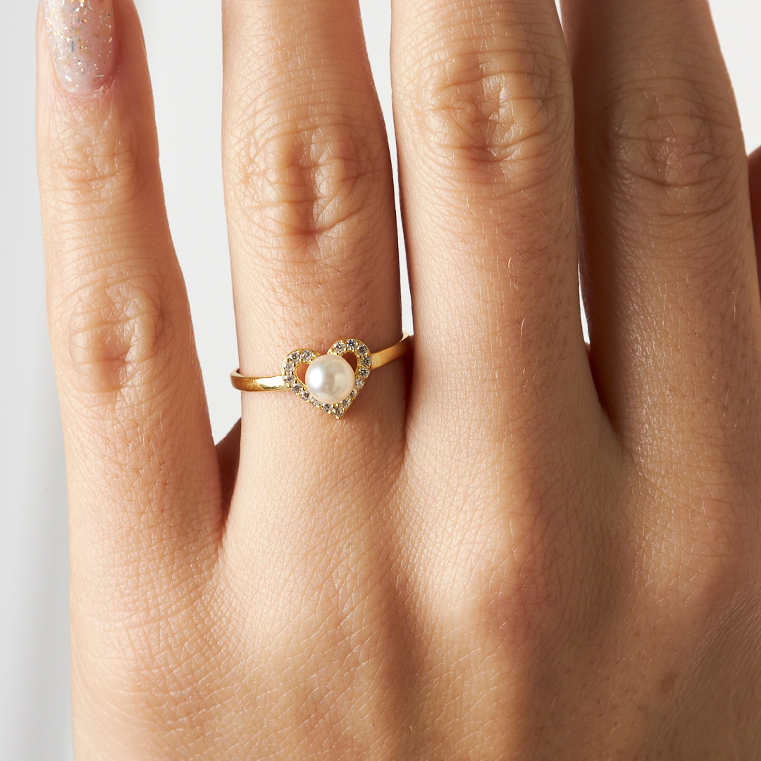 Heart Pearl Ring - 925 SILVER