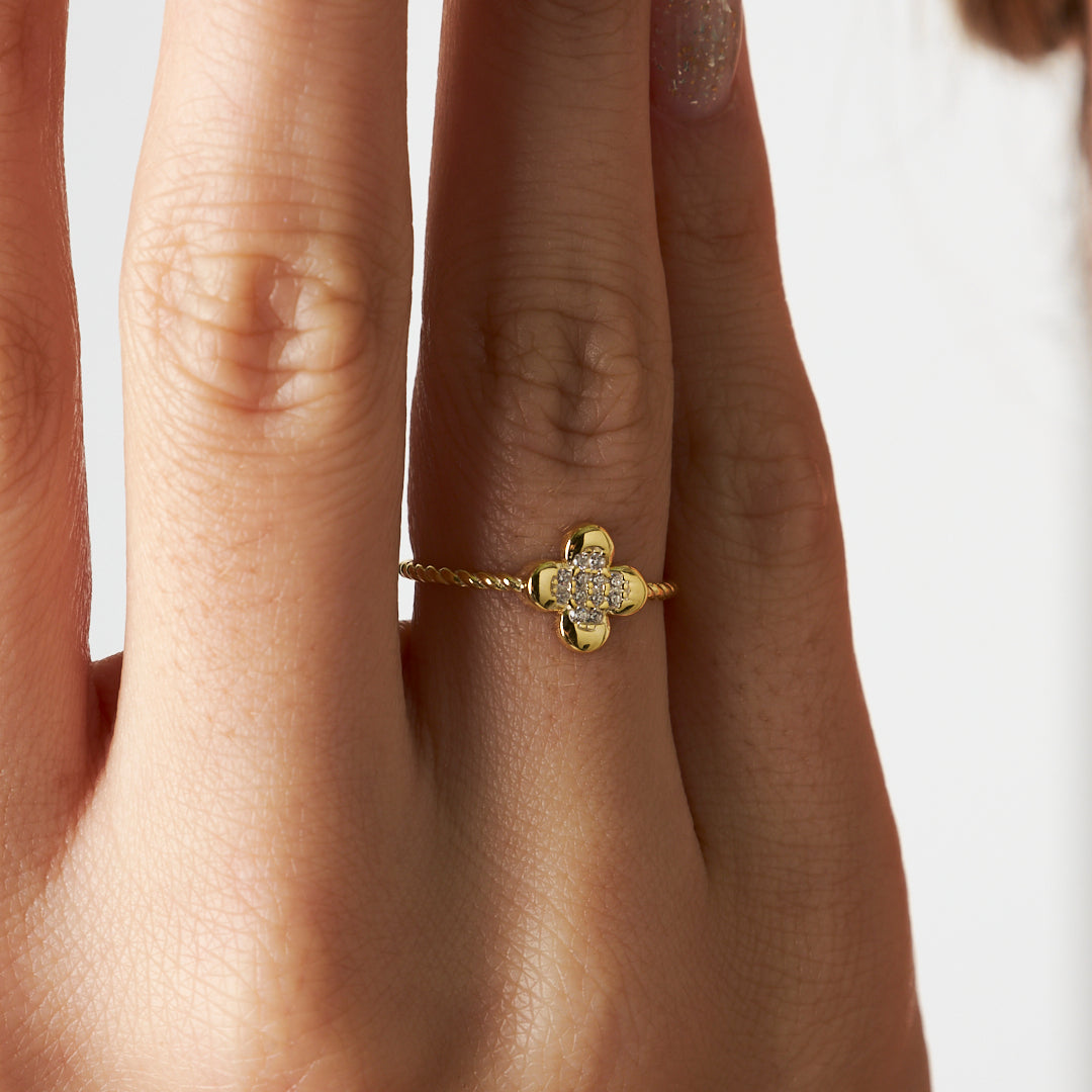 RING MIT KLEE BLATT | 925 SILBER