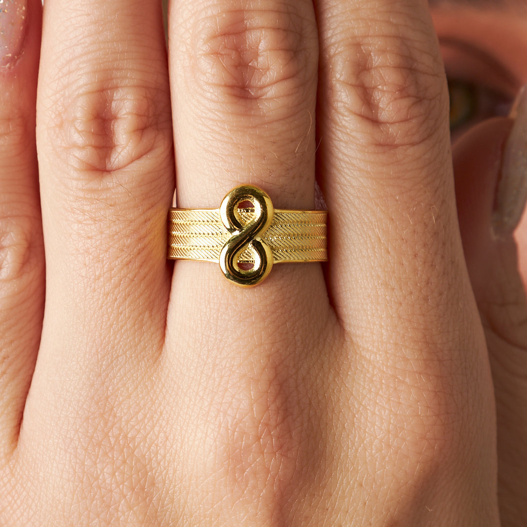 Infinity Detailed Wicker Ring - 925 SILVER