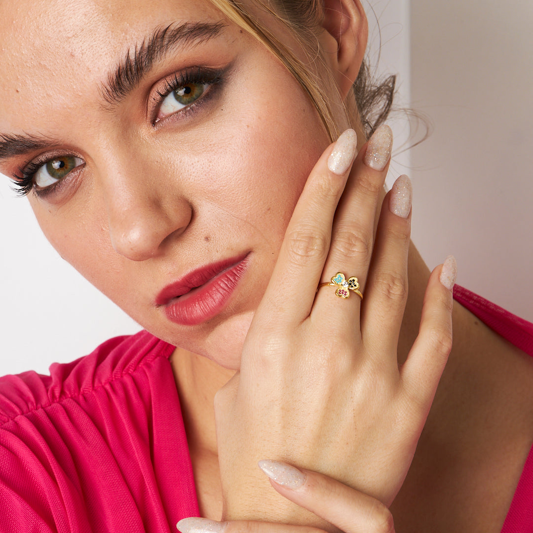 BUNTE KLEE RING | 925 SILBER
