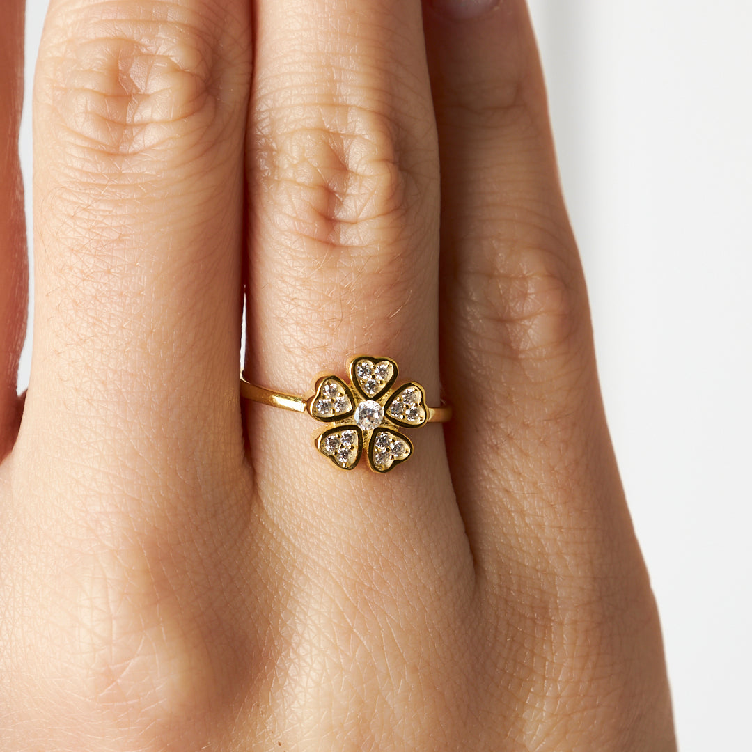 Clover Stone Ring - 925 SILVER
