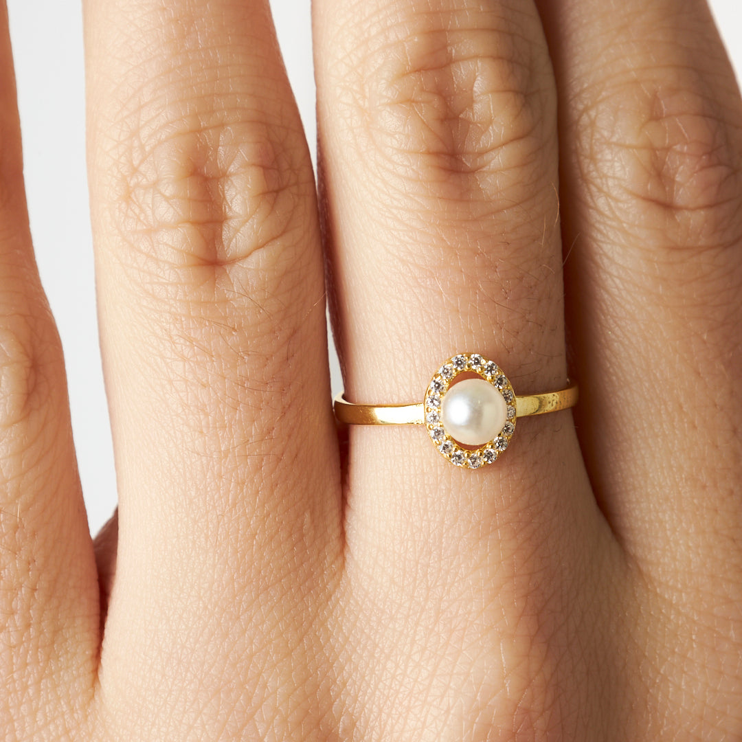 GROSSE PERLEN RING | 925 SILBER