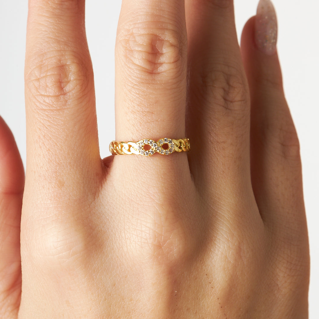 Stone Infinity Twist Ring - 925 SILVER