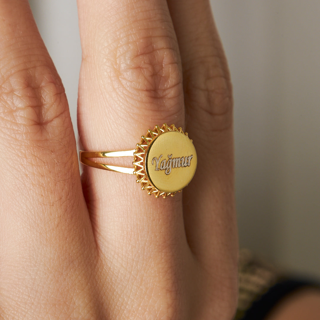 RUNDE GRAVUR RING | 925 SILBER