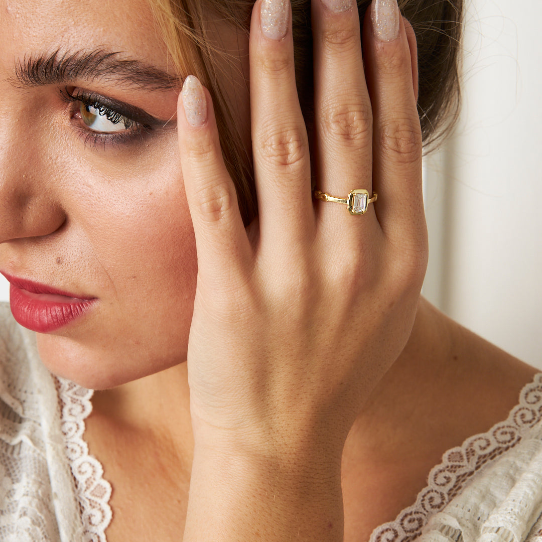 BAGUETTE STEIN RING | 925 SILBER