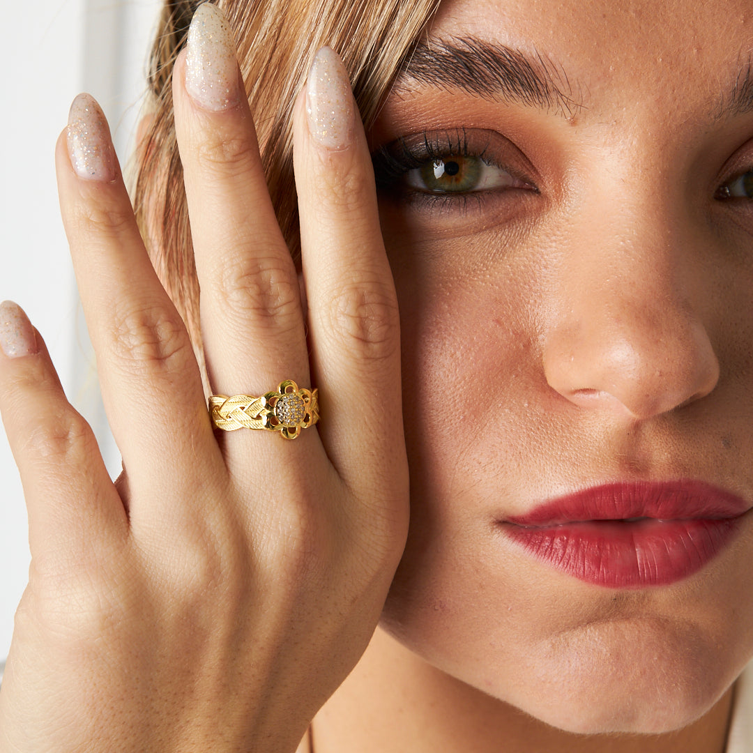 STRICK RING MIT STEIN | 925 SILBER