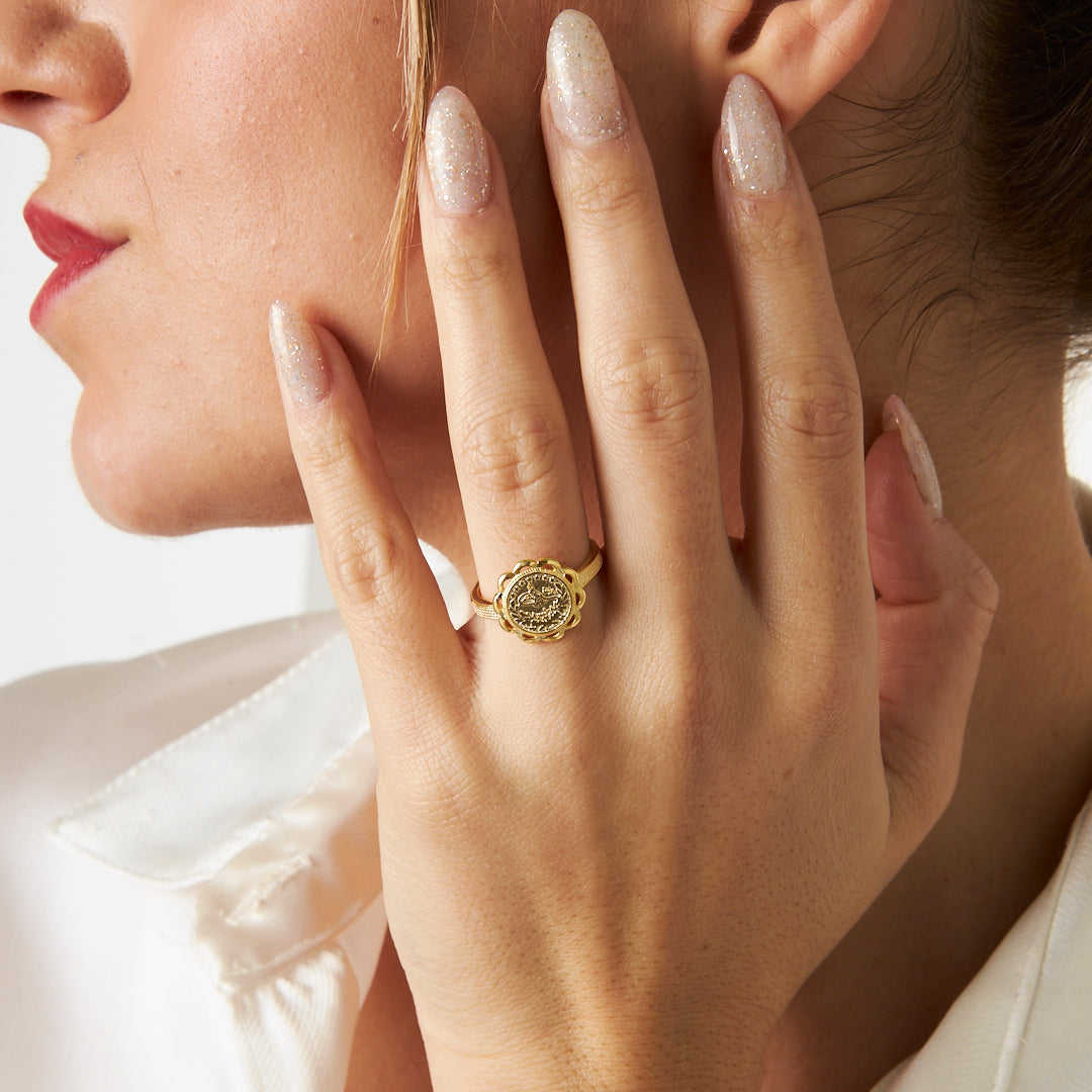 Monogram Flower Model Ring - 925 SILVER