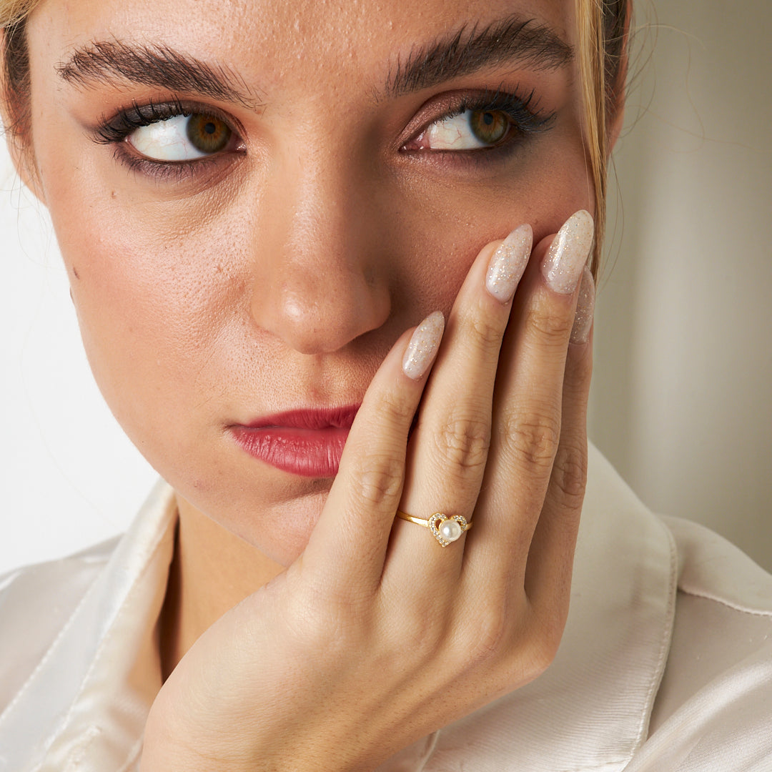 Heart Pearl Ring - 925 SILVER