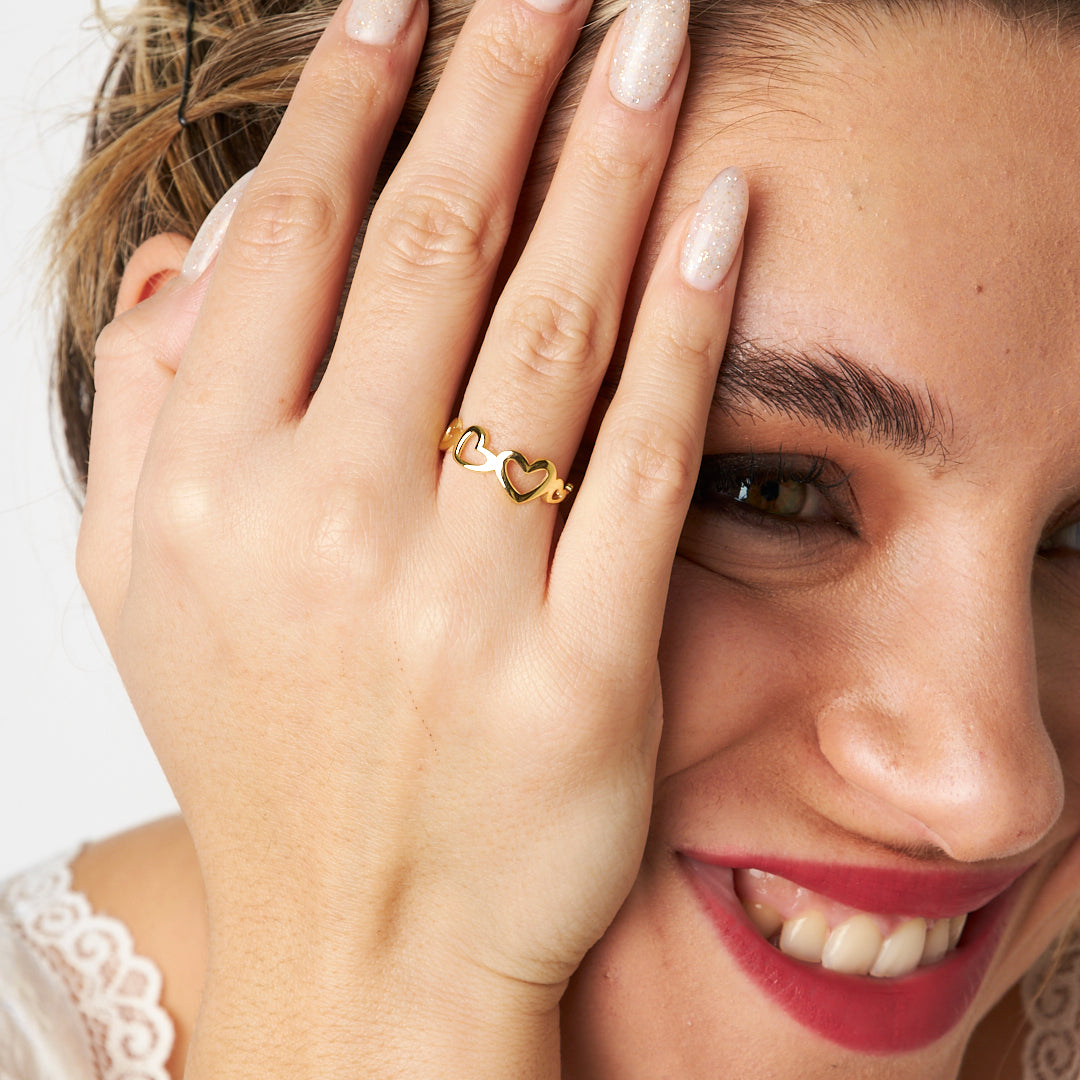 Heart Row Ring - 925 SILVER