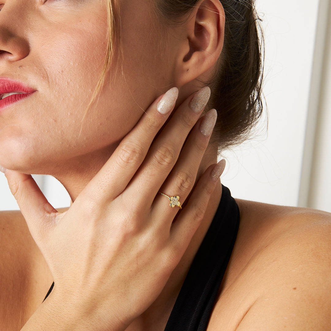 RING MIT KLEE BLATT | 925 SILBER